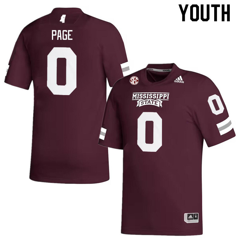 Youth #0 DeShawn Page Mississippi State Bulldogs College Football Jerseys Stitched Sale-Maroon